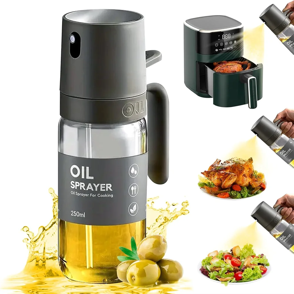 Oil Sprayer for Cooking, 250 ml Oil Spray Bottle and Oil Brush Kitchen, Oil Sprayer, Spray Bottle Oil Kitchen for Hot Air Fryer
