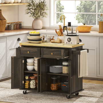 Kitchen Island Cart with Rubber Top