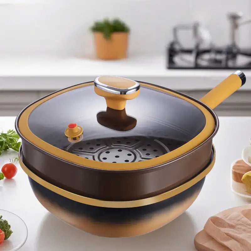 Titanium Alloy Non-Stick Pot with Lid 30CM Large Capacity Household Frying Pan Kitchen Induction Cooker Gas Stove Universal
