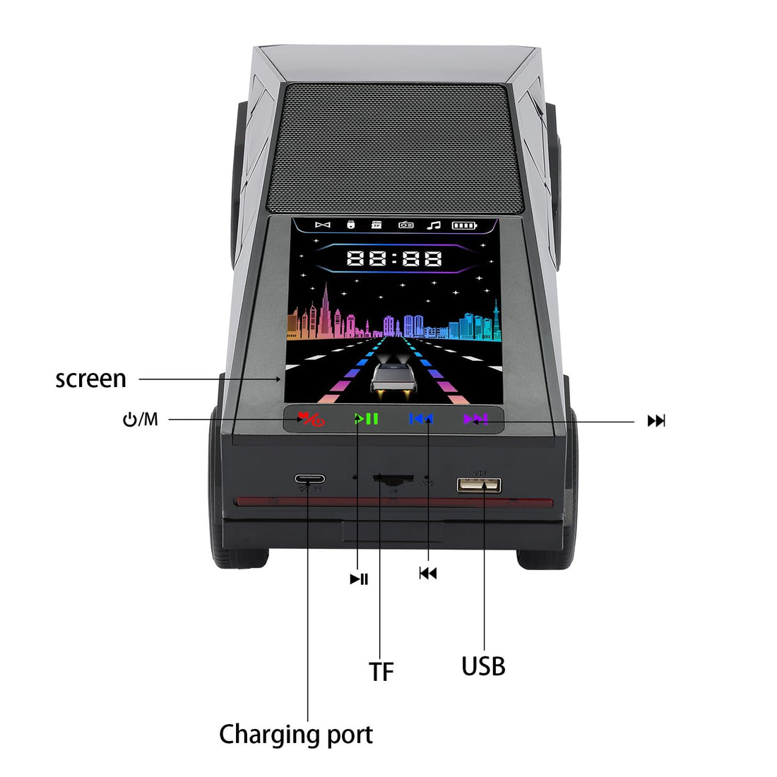 WS-580 Bluetooth Pickup Truck Portable Speaker With Display, High-definition Sound, TWS Pairing, FM Radio, Built-in Microphone For Hands-free Calls, A Surprising Gift For Car Enthusiasts